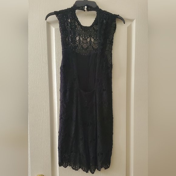 Free People, black dress, lace, black lace, size 6, size small - Picture 4 of 5